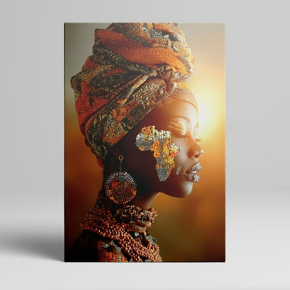 40*60cm(16*24inch)  African-Themed Framed Canvas Wall Art of Woman in Traditional Attire