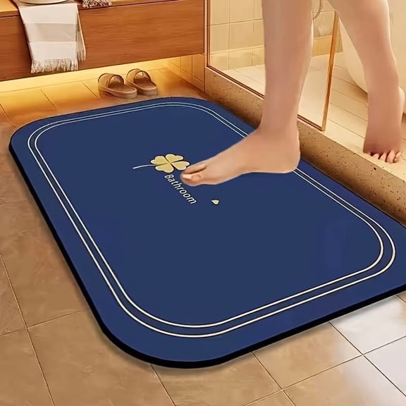 40*60cm Blue Diatomite Quick-Dry Bathroom Rug1pc Quick-Dry Bathroom Mat, Pet Feeding Mat, Super Absorbent Diatomite Floor Mat, Non-Slip Water-Absorbent Floor Mat, Soft Comfortable Bathroom Mat, Suit