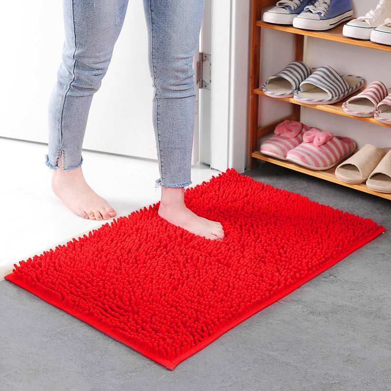 40*60cm Chenille Bath Mat Water Absorb Anti Slip Bathroom Carpet for
