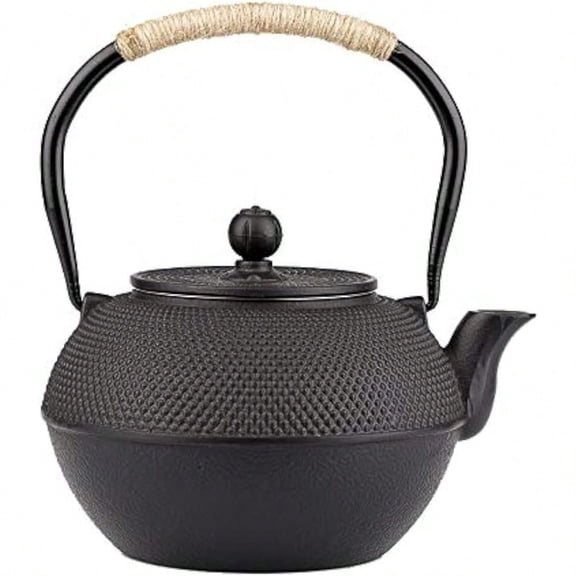 40.6oz Cast Iron Teapot Japanese Tetsubin Tea Kettle For Stovetop Black Cast Iron Tea Kettle With Infuser For Loose Leaf Tea Pot With Enameled Interior Gift For Tea Lovers