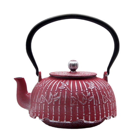 40.6oz Cast Iron Teapot with Stainless Steel Infuser, Small Cast Iron Tea Kettle for Stovetop Safe, 1200ml Red Tea Pot Enameled Interior