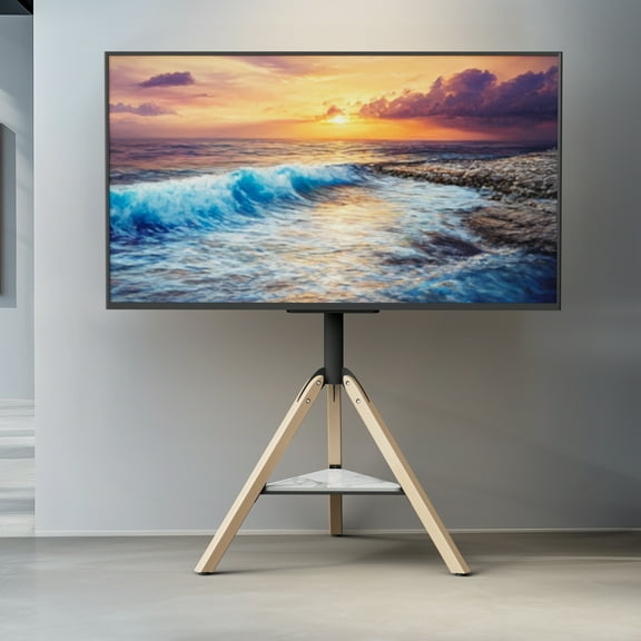 40"-75" Floor TV Stand LED LCD Flat HD TV Mount Height Adjustable Swivel Bracket Stable Tripod Legs w/ Storage Shelf