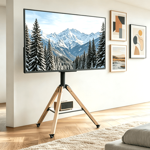 40"-75" Wheeled Floor TV Stand Height Adjustable LED LCD Flat HD TV Mount Bracket w/ Storage Shelf