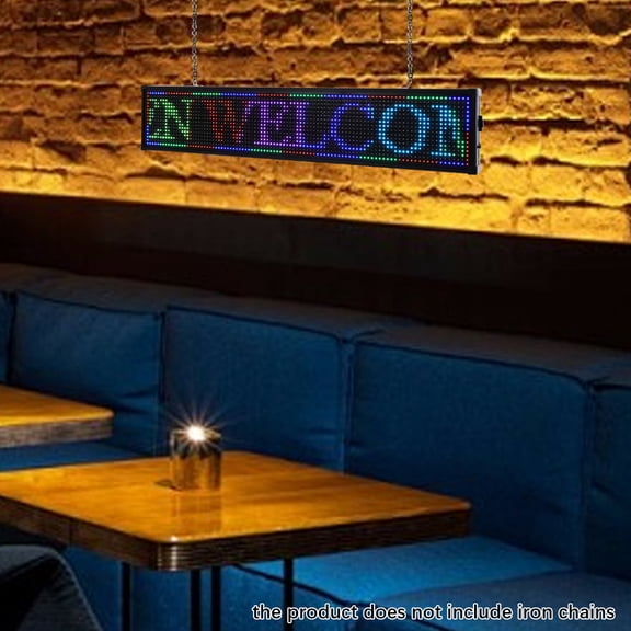 40*8 Inch Led Seven Color Sign Board, Full Color Programmable Scrolling Text Display for Retail Business Store and Exhibition Advertising Use