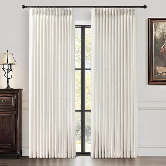 Galenzoov 40×84 inch 2 Panels Pinch Pleated Linen Curtains for Home, Light Filtering Airy & Privacy Protection Breathable Window Drapes for Bedroom, Living room, Office, Natural