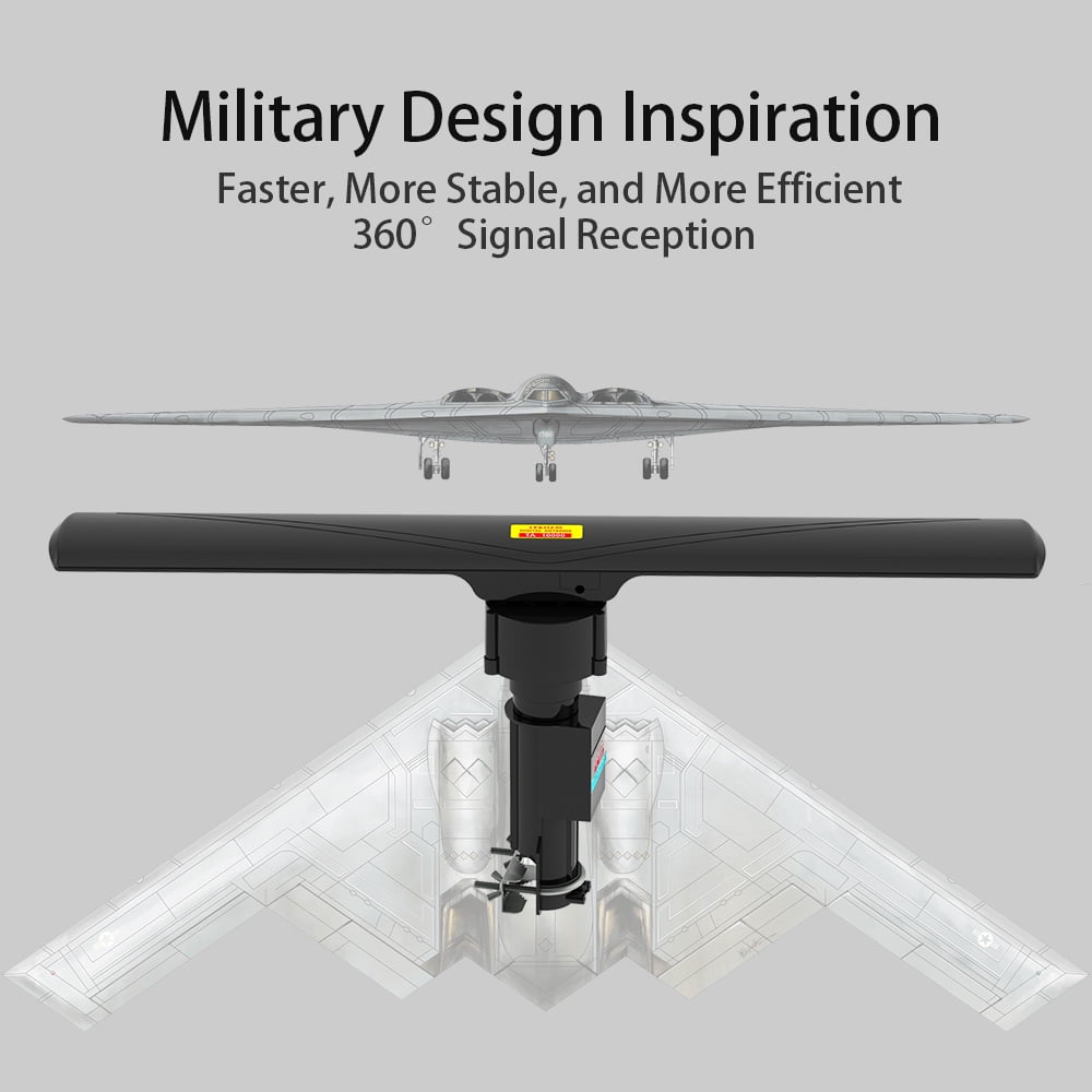 40-860MHz 20±3dB 350°Rotation UV Dual-band Outdoor Antenna Black