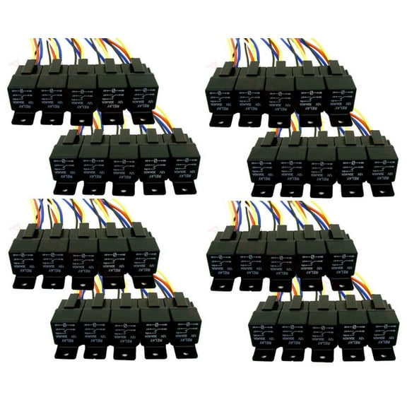 40 Absolute USA 12V 30/40 Amp SPDT Automotive Marine Bosch / Tyco Style 5 Pin Relay with Wires & Harness Socket