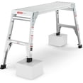 thumbnail image 1 of 40" Aluminum Folding Work Platform/Step Stool with Telescoping Legs 22" - 27.5" Height Adjustable - 225 lbs, Non-Slip, Portable Ladder Bench for Washing, Painting, 1 of 7
