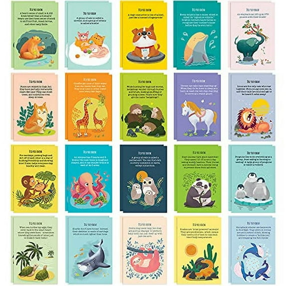 40 Animal Fun Fact Postcards - Bulk Thinking of You Postcard Pack for Kids, Students, Friends, Teacher, and More - Say Hello, Thank You or I Miss You with Colorful Note Cards