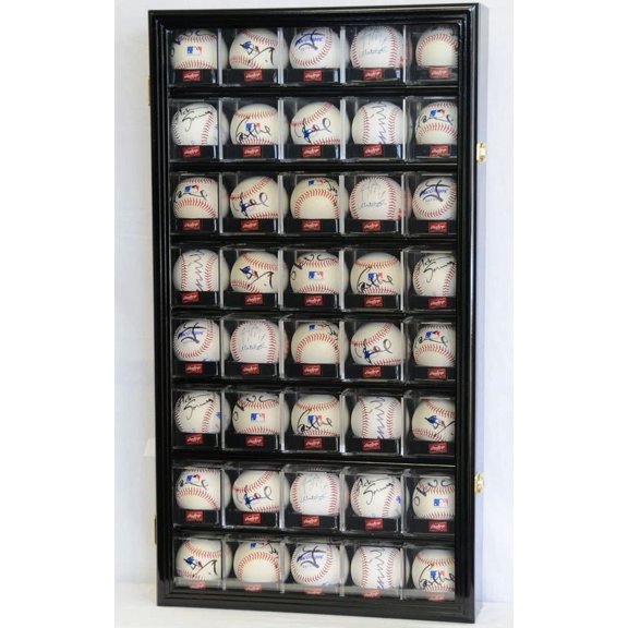 40 Baseball Arcylic Cubes Display Case Cabinet Holders Rack w/UV Protection, Black