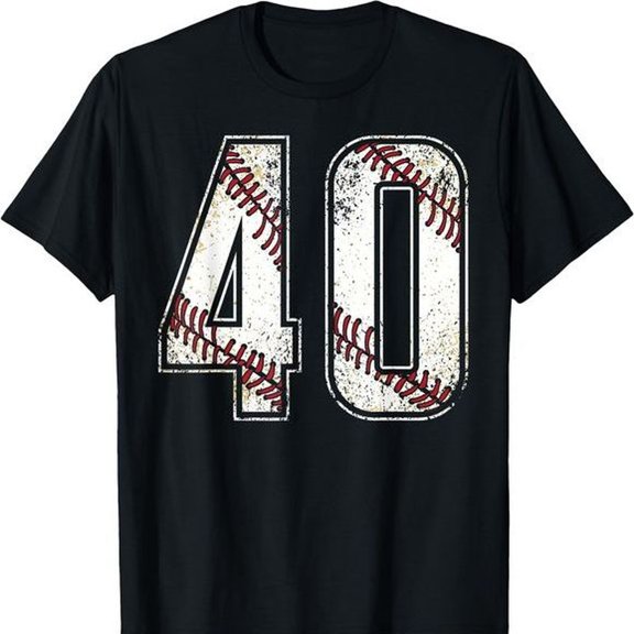 #40 Baseball Jersey Number 40 Vintage Retro Birthday Gift T-Shirt
