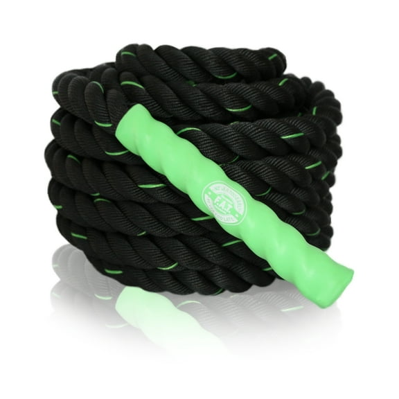 40' Battle Ropes | Fitness Slam Rope | Zero Joint Impact Cardio Weight Loss - for Crossfit, Combat Endurance Training, Core Training | by Fitness Answered Training | 40' x 1.5" Green