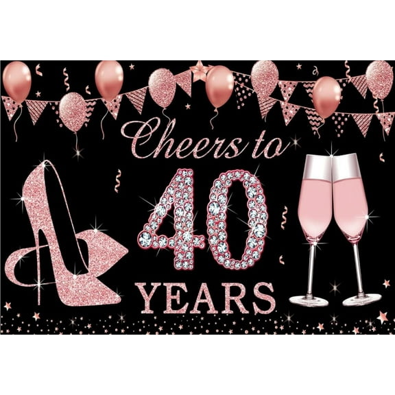 40 Birthday rations Backdrop Banner Happy 40th Birthday Women Red Black White 40 Years Old Forty Birthday Party Background
