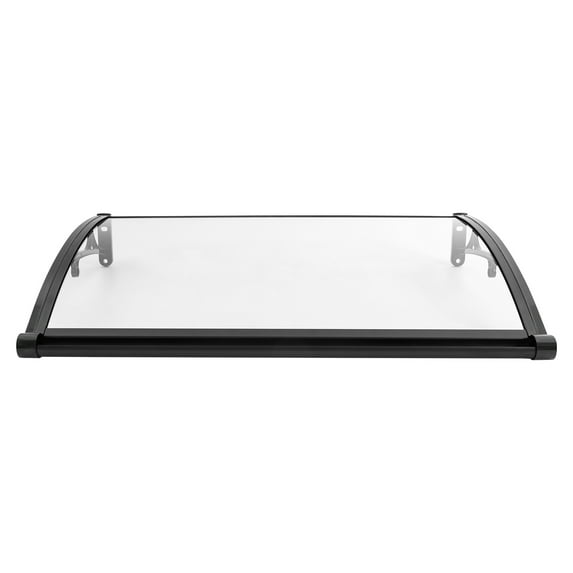 40" Black & Clear Aluminum Door Awning - 110lb Capacity Weatherproof Canopy with Enhanced Drainage System