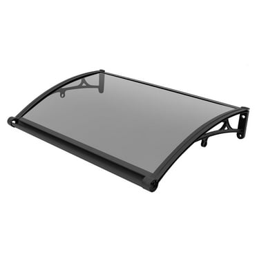 40" Black & Gray Aluminum Door Awning - 110lb Heavy Duty Canopy with Upgraded Drainage & UV Protection