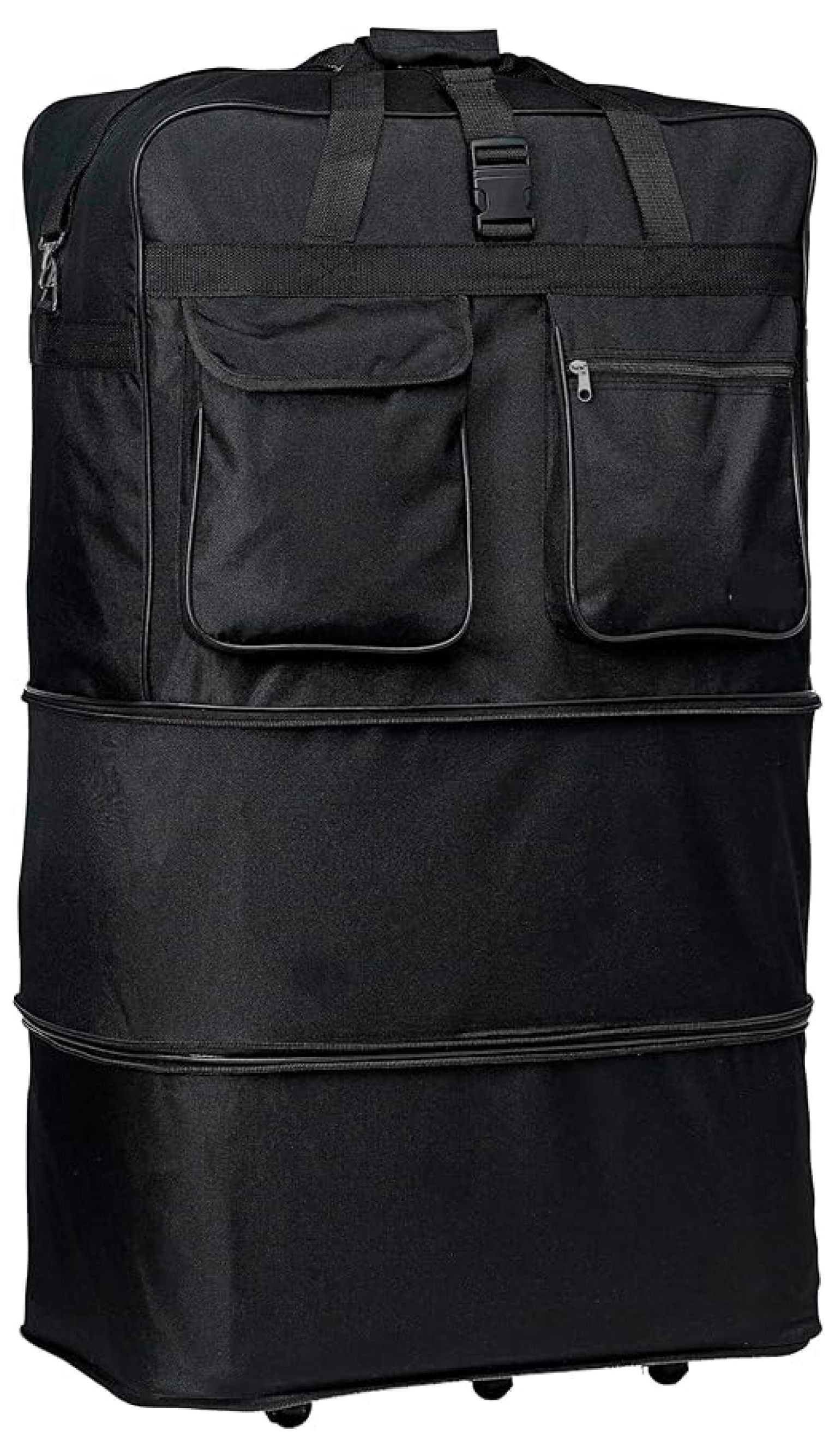40" Black Large Rolling 6 Wheeled Duffel Bag Spinner Suitcase Duffle Bag Luggage