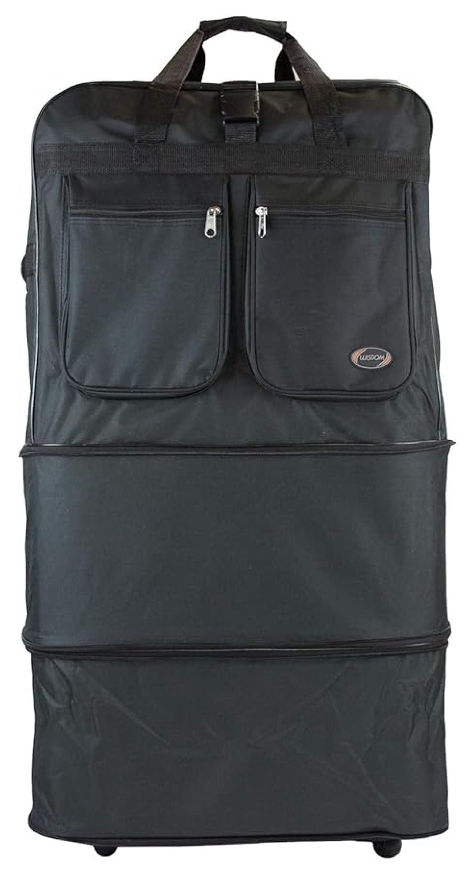 40" Black Large Rolling 6 Wheeled Duffel Bag Spinner Suitcase Duffle Bag Luggage