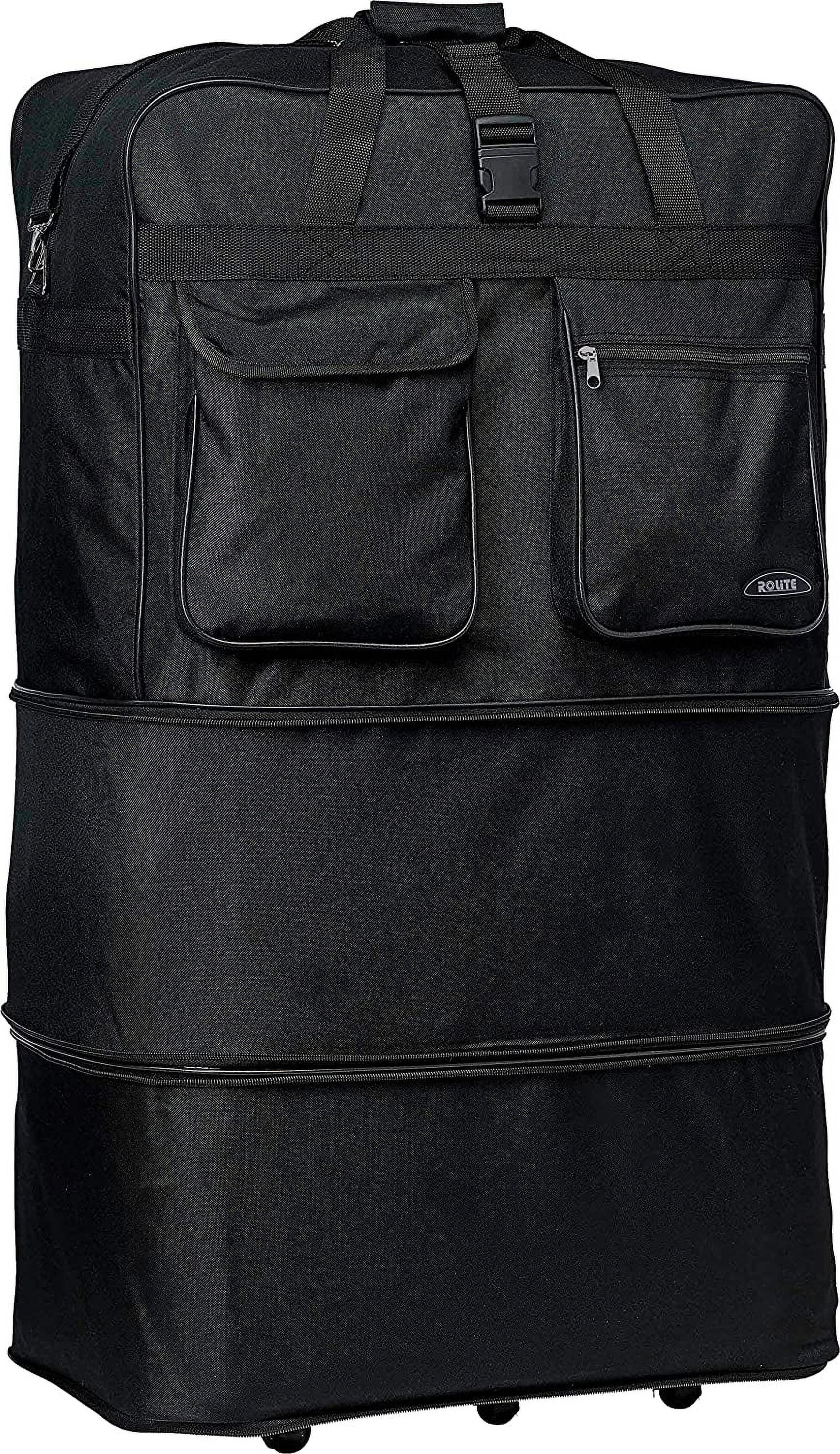 40" Black Rolling Wheeled Duffle Bag Spinner Suitcase Luggage - 5 Wheels