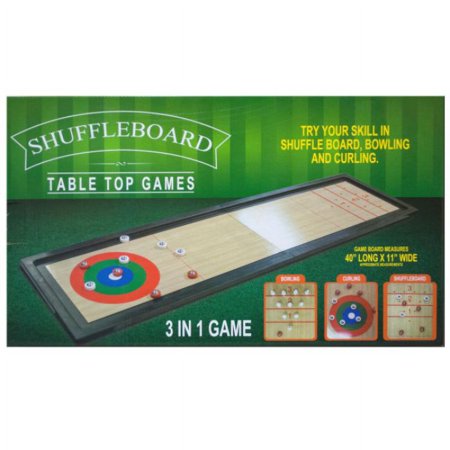 40" Black and Beige Rectangular 20-Piece Shuffleboard Tabletop Game