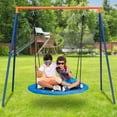 40'' Blue Round Saucer Tree Swing Set + AFrame Heavy Duty Metal Swing