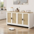 thumbnail image 1 of 40" Boho Storage Cabinet with Woven Rattan Doors - Adjustable Shelf TV Stand, Coffee Bar & Entryway Organizer, White, 1 of 7