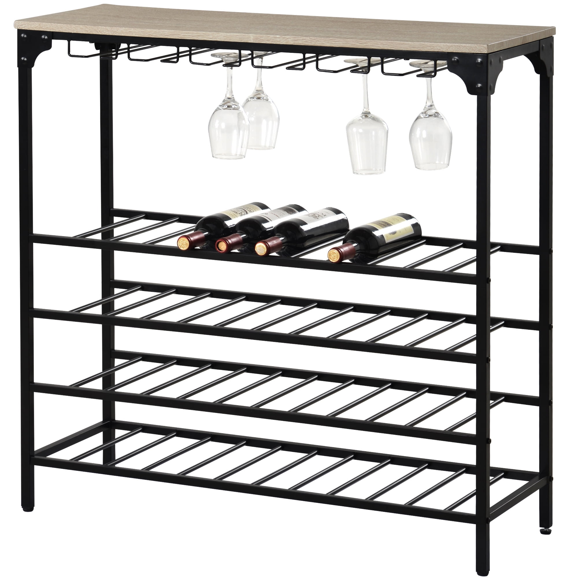 40Bottle Wine Rack Free Standing Floor, 5Tier Display Wine Storage