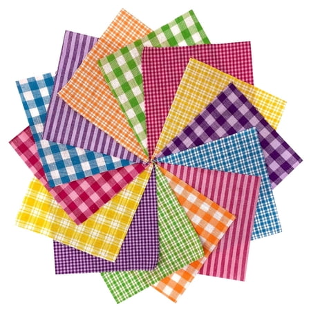 40 Bright Multi-Color Homespun Plaid 5"x 5" Pre-Cut Quilt Squares Charm Pack by JCS