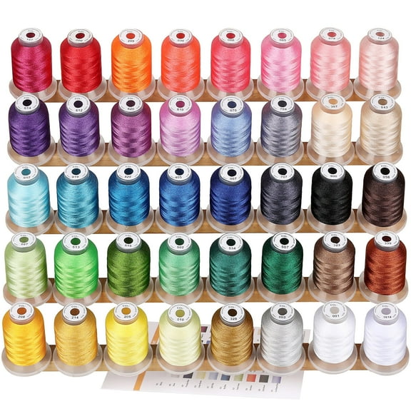 40 Spools Polyester Machine Embroidery Thread Kit 500M Colors Compatible with Brother Colors