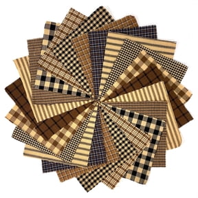 Brown & Black Charm Pack 5 inch Precut Plaid Cotton Homespun Cabin Fabric Squares by