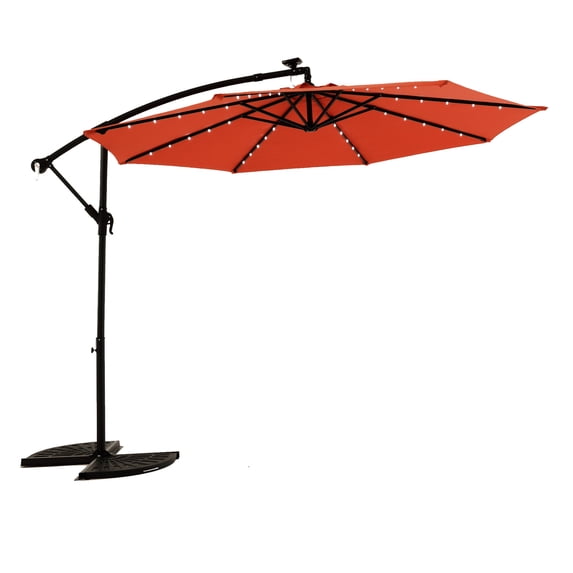 40 Built-in Solar LED Lights / Poolside and Backyard / Easy-Adjust Offset Patio Umbrella