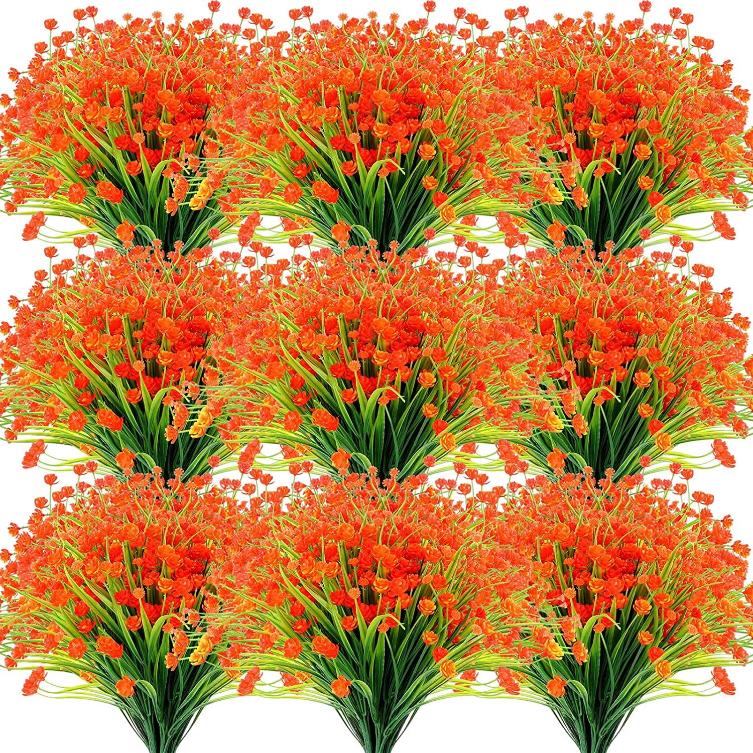 40 Bundles Outdoor Artificial Flowers UV Resistant Artificial Plants Bulk for Outside Faux Flowers Plastic Fake Plants Outdoors Summer Fall Decoration Shrubs Garden Porch Window Box Decor (Purple Red)
