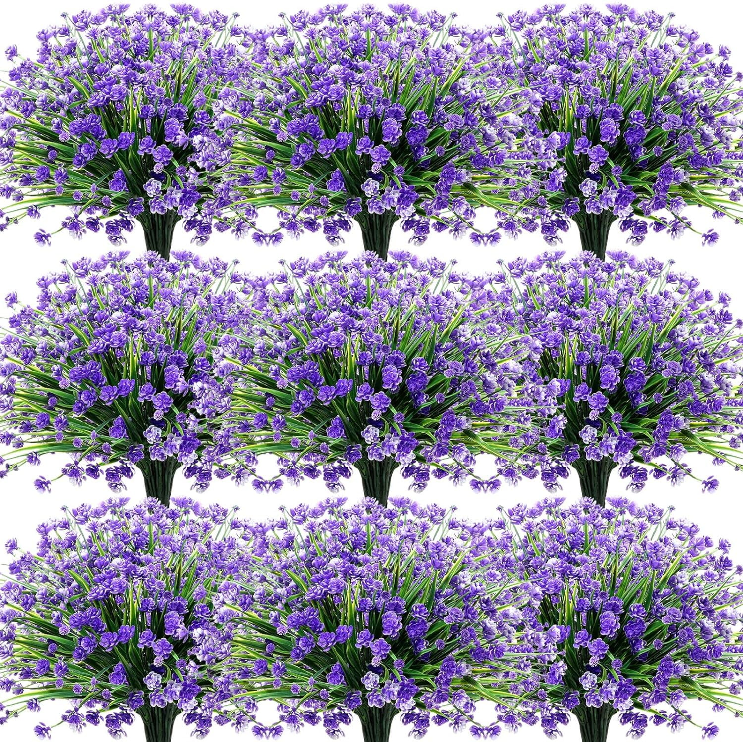 40 Bundles Outdoor Artificial Flowers UV Resistant Artificial Plants Bulk for Outside Faux Flowers Plastic Fake Plants Outdoors Summer Fall Decoration Shrubs Garden Porch Window Box Decor (Purple Red)