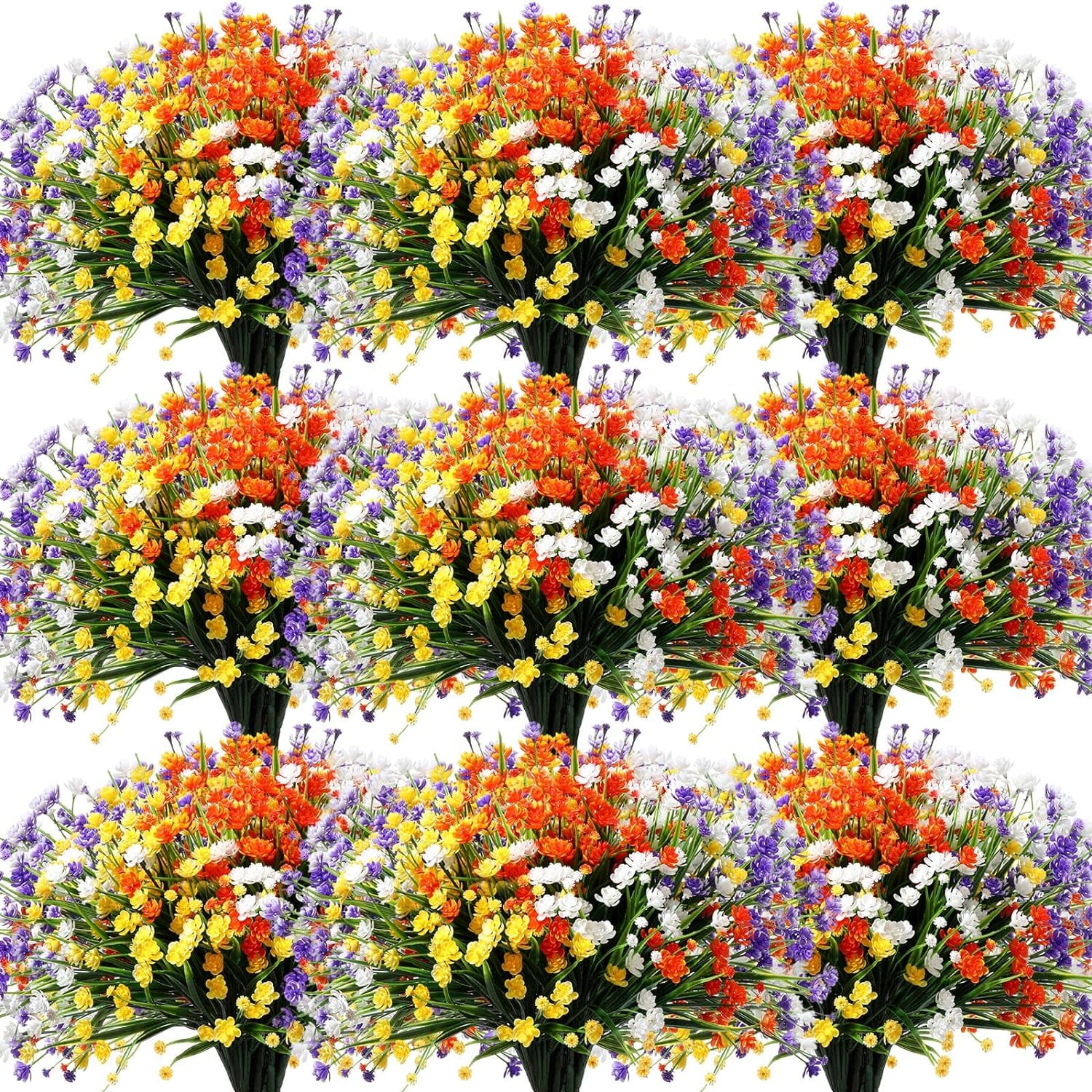 40 Bundles Outdoor Artificial Flowers UV Resistant Artificial Plants Bulk for Outside Faux Flowers Plastic Fake Plants Outdoors Summer Fall Decoration Shrubs Garden Porch Window Box Decor (Purple Red)