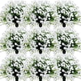 thumbnail image 1 of 40 Bundles Outdoor Artificial Flowers UV Resistant Faux Outside Plants Flowers Fake Plastic Plants for Outdoor Spring Summer Seasons Decoration Shrubs Garden Porch Box(White), 1 of 6