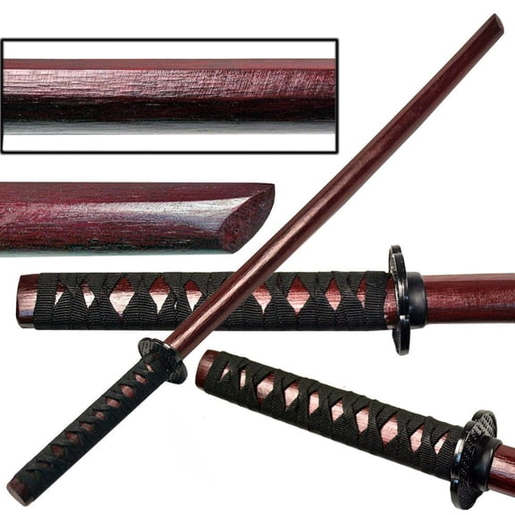 40" Burgundy Finish Wood Bokken-Cord Wrap