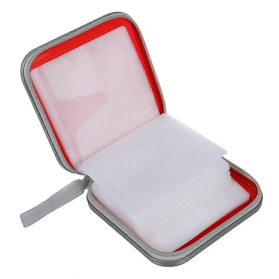 40 CD DVD Disc Album Storage Carry Case Cover Wallet Sleeve Holder Bag Hard Box - Red