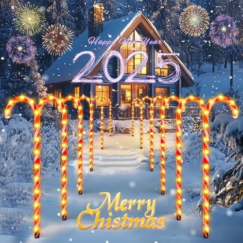 40" Candy Cane Lights for Outdoor Christmas Decorations, Set of 12 Pack Extra-Large Candy Cane Pathway Lights, Lighted Candy Canes with Stakes and 168 Bright LED for Xmas Outside Decor