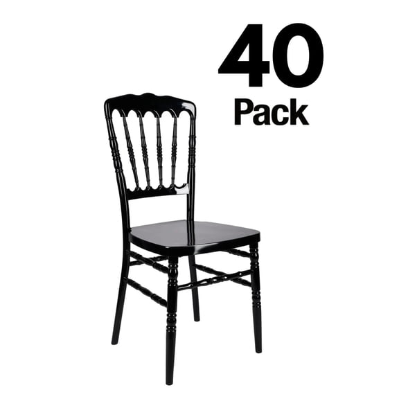 40 Chair Pack Black Steel Skeleton Resin Napoleon Chair by Chivari