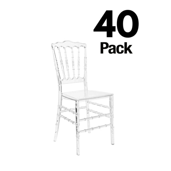 40 Chair Pack Clear Resin ThinVisible Seat Napoleon Chair by Chivari