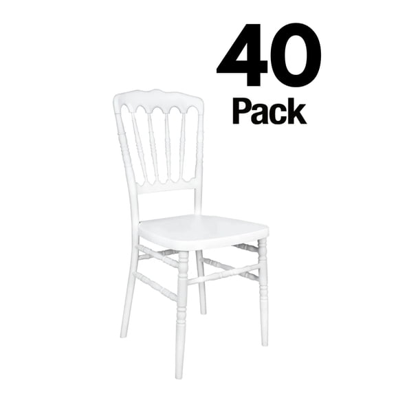 40 Chair Pack White Steel Skeleton Resin Napoleon Chair by Chivari
