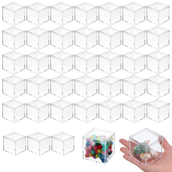 40 Clear Box 2.2 X 2.2 2.2 Inch Plastic Square Cube Display Boxes Candy Containers Small With Lid Stackable For Storage Earring Gifts