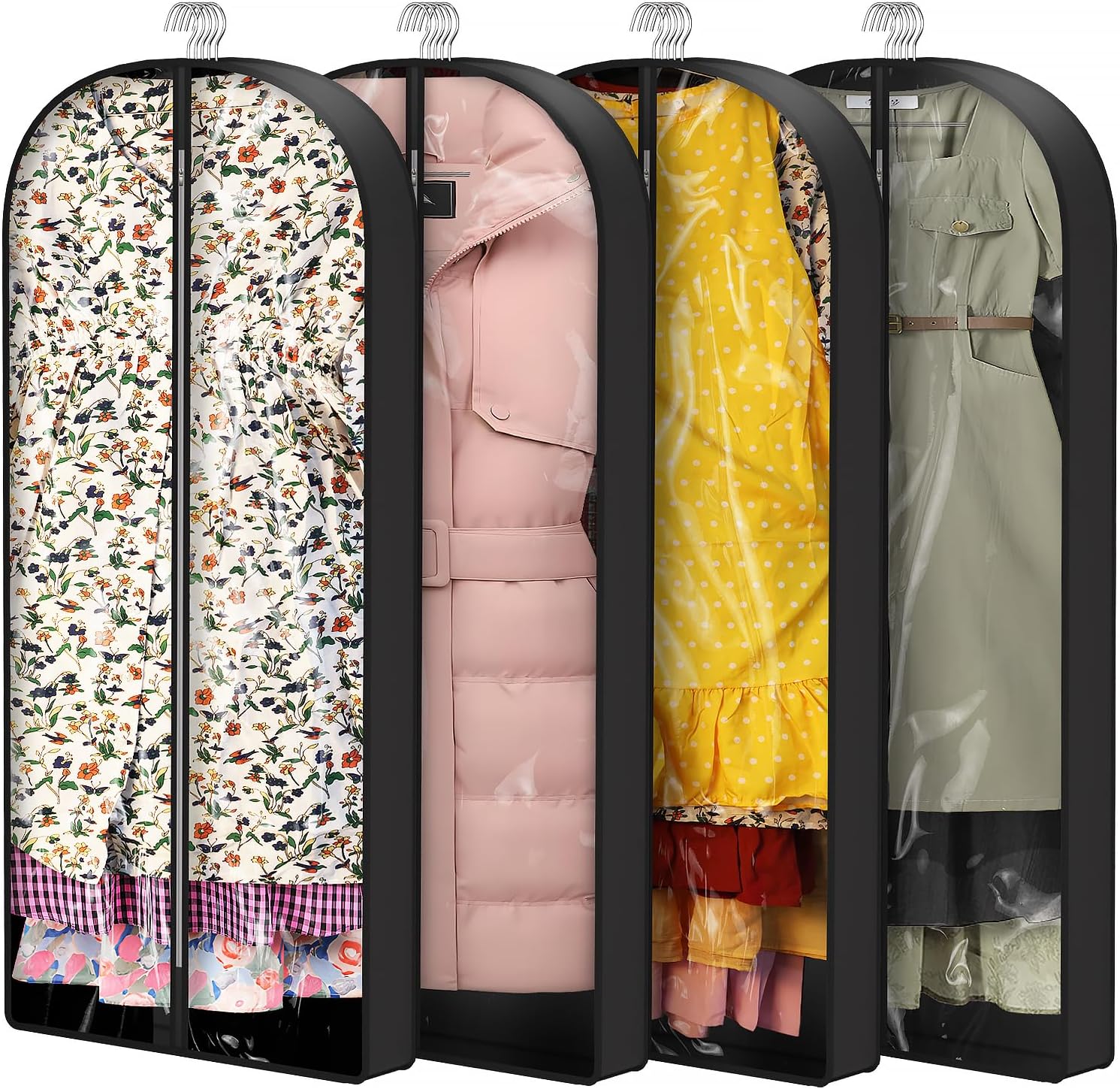 40" Clear Garment Bags for Hanging Clothes, 5 PCs Garment Bags for