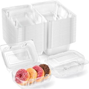 40 Clear Plastic Clamshell Take Out Food Containers with Lids | Sturdy Sandwich Containers, To Go Dessert for Cake Slices, Tres Leches, Flans, Cookies (7.2x4.7x3 Inches)