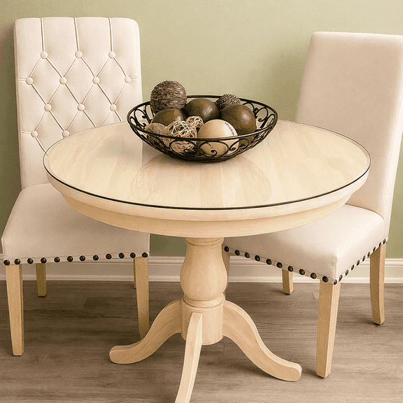 TesNus Glass Table Top 40", Round Clear Tempered Glass 0.4" Thick with Pencil Polished Edge for Table Protection