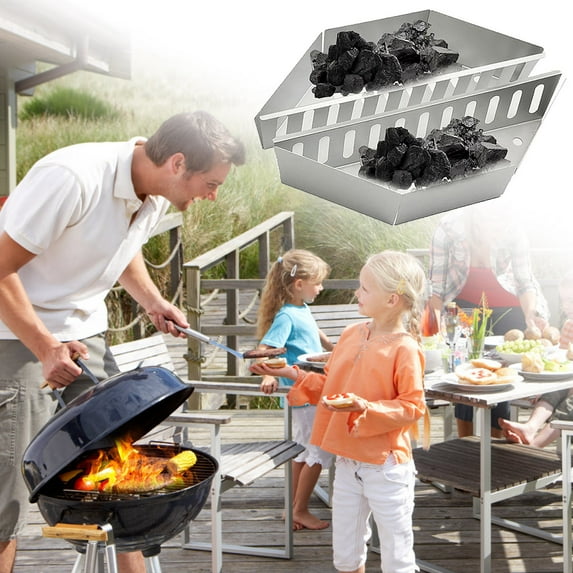 Up to 40% off Clearance, BBQ Accessories, InsCrazy Charcoal Basket Stainless Steel Char Compatibles with Grilling Accessories Charcoal Container Contoured Carbon Briquet Grilling Baskets