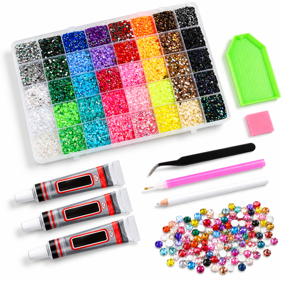 40-Color 3mm Rhinestone Bedazzling DIY Craft Kit with 32000 Pieces