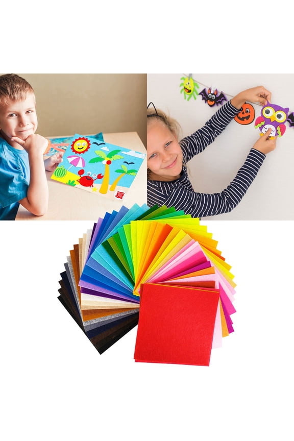 40-Color Nonwoven Fabric Bundle, DIY Handmade Nonwoven Cloth Squares For Decoration, Industrial Needle Nonwoven Material, Cute Rainbow Fabric Scraps For Crafts, DIY Projects And School Craft Supplies