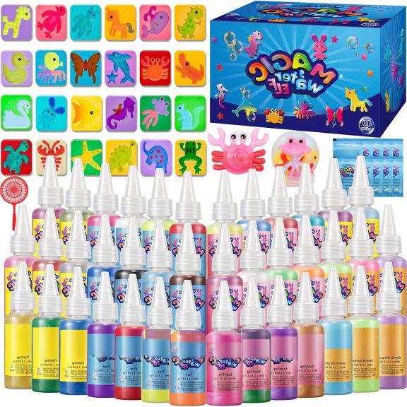 40 Colors Aqua Gel Kit for , 24 Molds, 10 Packs Calcium Powder, Sparkling and Glow in Dark