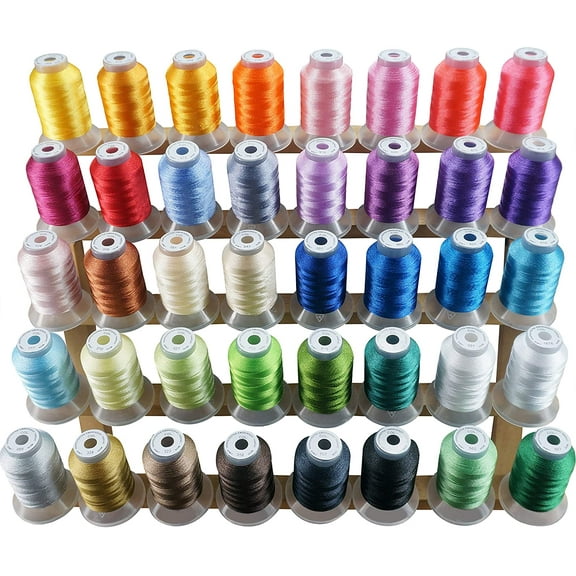 40 Colors Compatible with Brother Polyester Embroidery Machine Thread Kit 500M (550Y) Each Spool Babylock Janome Singer Pfaff Bernina & Sewing