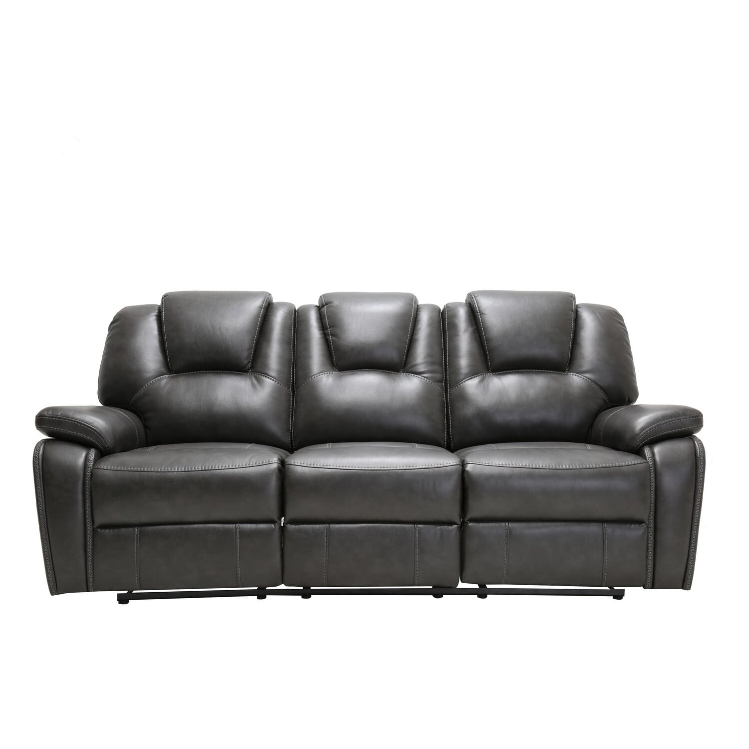 40" Contemporary Grey Leather Power Reclining Sofa